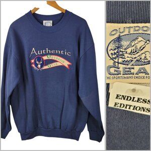 NEW Vintage Outdoor Gear Pullover Sweatshirt Deer Mens size Large Navy Blue
